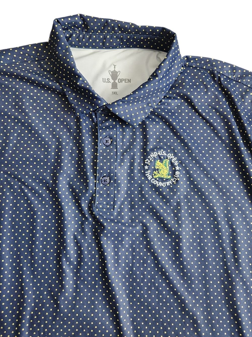 US Open 122nd The Country Club Performance Golf Polo Shirt Men's 3XL Blue Polka